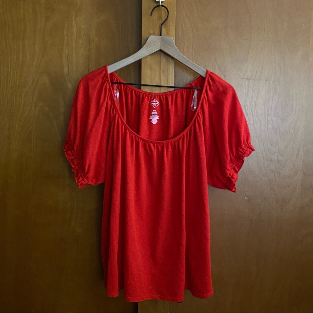 St. John’s Bay Red Short Sleeve Top Holiday Festive Size XXL